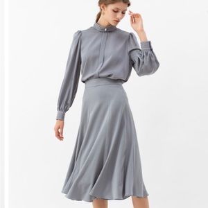 Chicwish Grey Satin Top and Skirt Set